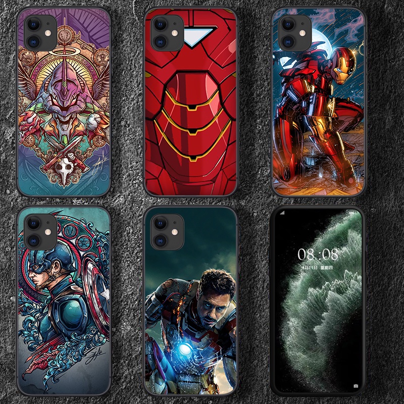 Ốp điện thoại in hình Marvel Captain America Iron Man cho iPhone SE 2020 12 Mini 13 Pro Max