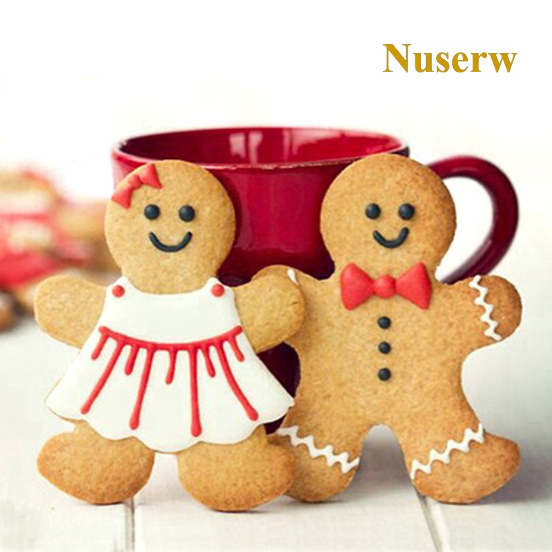 Set 2 Khuôn Cắt Bánh Quy Hình Người Bánh Gừng Bằng Thép Không Gỉ