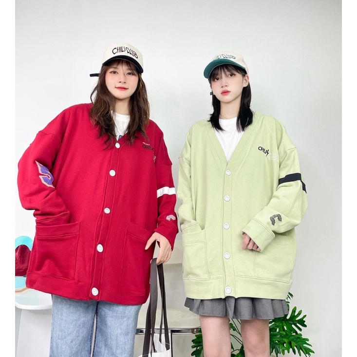 Áo khoác Cardigan CHILICLUB ( Đỏ-Xanh Mint)
