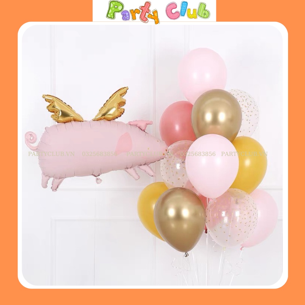 Bóng heo hồng 2 cánh trang trí sinh nhật