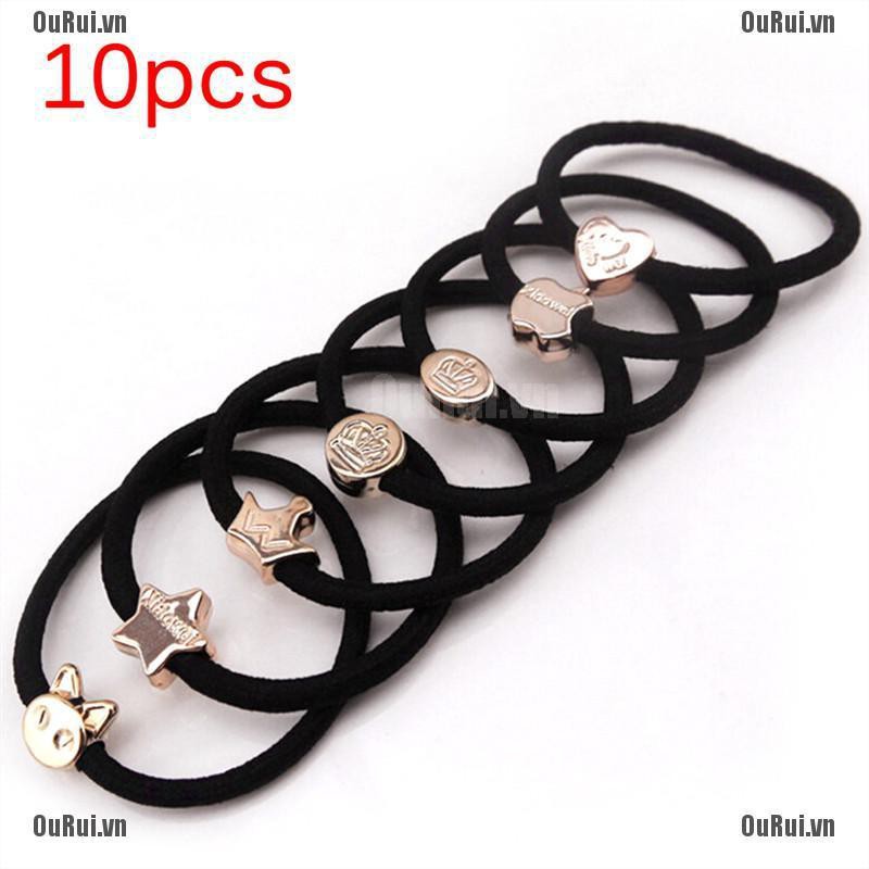 Set 10 Dây Cột Tóc Co Giãn Nhiều Kiểu Dáng Xinh Xắn Cho Nữ