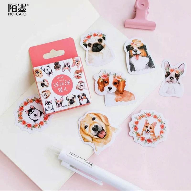STICKER cún yêu hộp 45 miếng dán trang trí sổ tay, ốp lưng điện thoại - S15