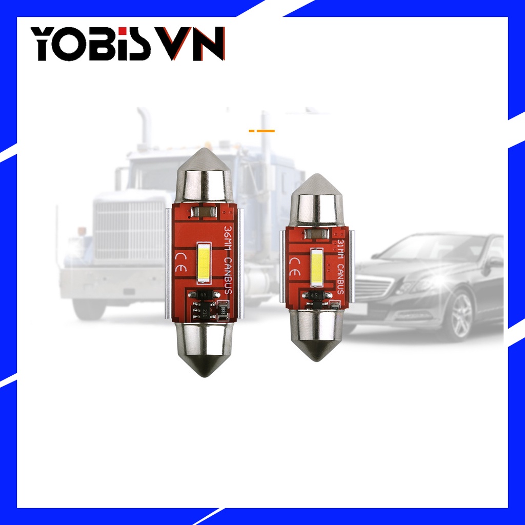 Led Trần 12-24V Chip COB Chân Festoon Dành Cho Ô Tô Xe Hơi, Xe Tải Đầy Đủ Kích Thước