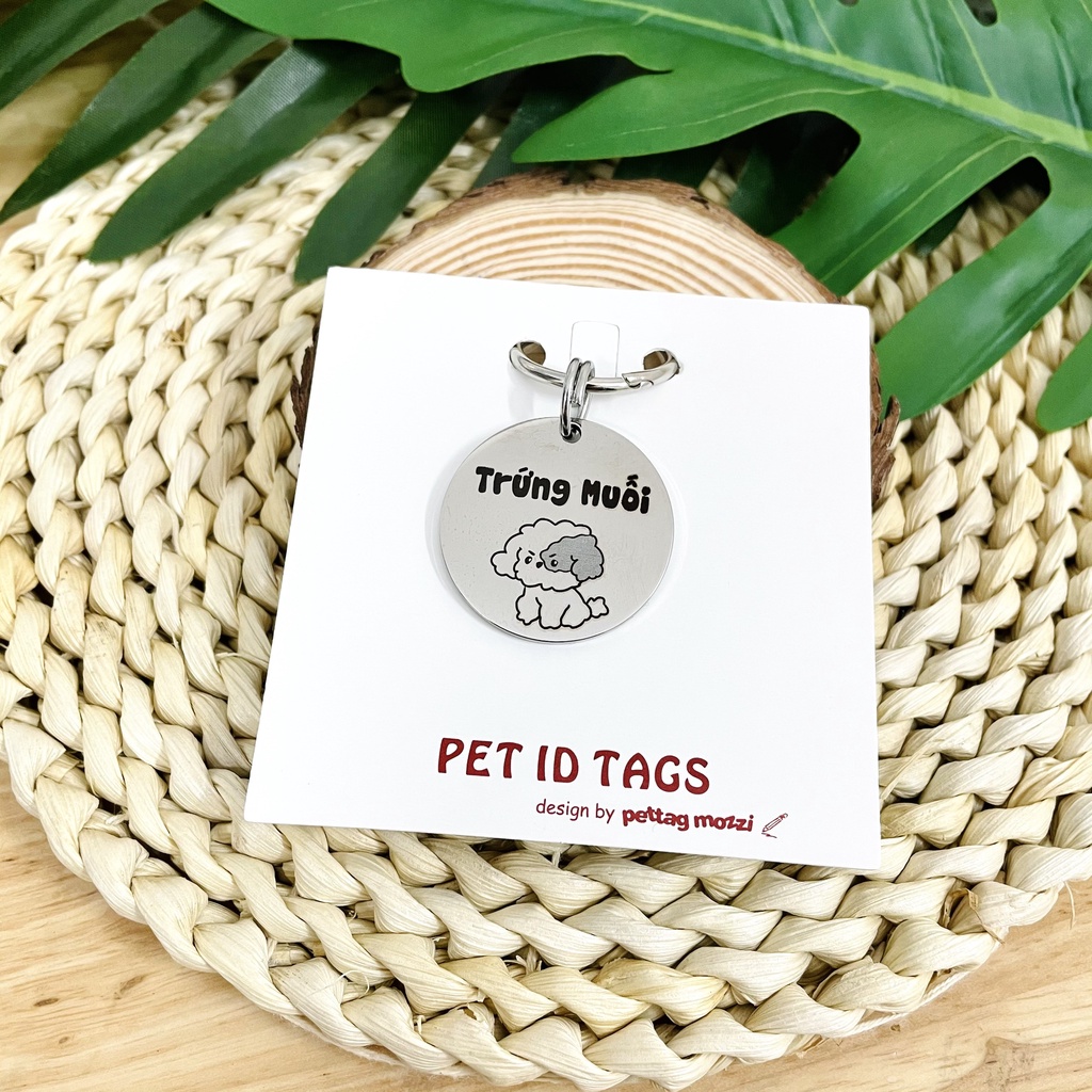 Pettag Mozzi - Thẻ tên hình tròn khắc tên Chó Mèo theo yêu cầu