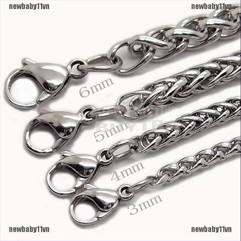 Vòng cổ Inox Mạ Bạc Thời Trang Cho Nam 3 / 4 / 5 / 6MM