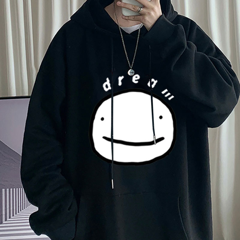 Áo Hoodie Bằng Cotton Tay Dài Dáng Rộng Rãi Hoạ Tiết In Hình Game Minecraft Mcyt Dream Độc Đáo