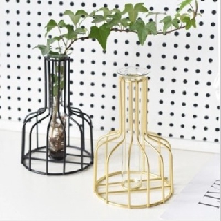 Bình hoa sắt ống thủy tinh mini