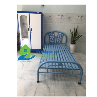 Giường sắt 1mx2m màu xanh