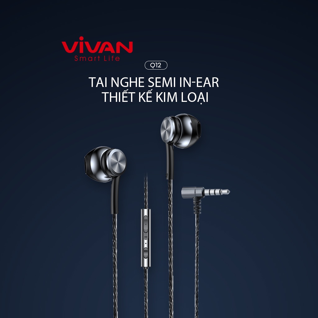 Tai Nghe Có Dây Gaming VIVAN Q12 Thiết Kế Kim Loại Cổng Kết Nối Chữ L 3.5mm Dây Bền Chắc Chắn Hàng Chính Hãng