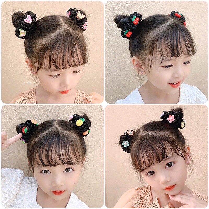 Combo 2 Búi tóc giả natra nhiều họa tiết cho bé gái