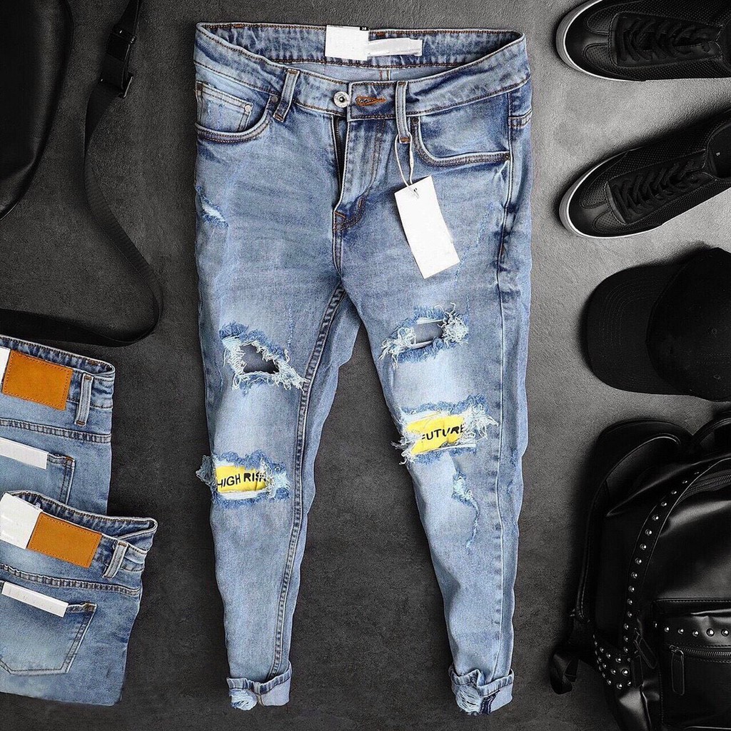 Quần Jean Nam Rách Màu Đen 🔵 𝐅𝐑𝐄𝐄 𝐒𝐇𝐈𝐏 🔵 Quần Bò Nam Co Giãn Thời Trang Hpfashion - Qjnhp017 | BigBuy360 - bigbuy360.vn