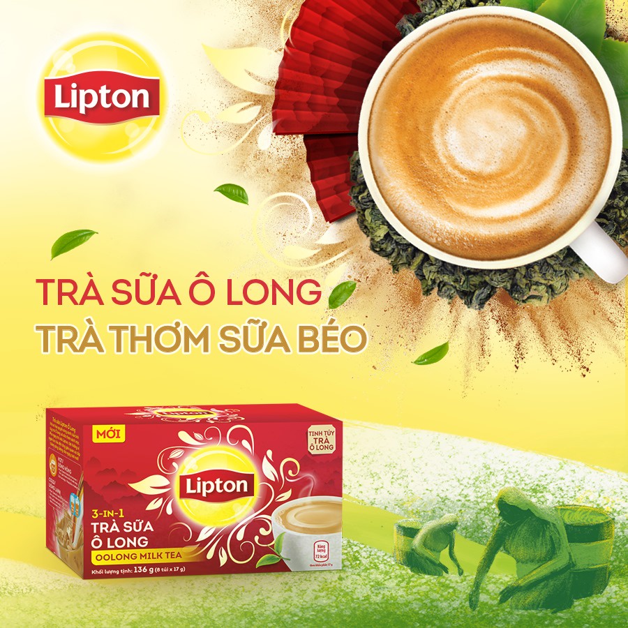 Trà Sữa Lipton vị Ô Long, Matcha và Ice Tea Chanh mật ong, Xoài, Đào
