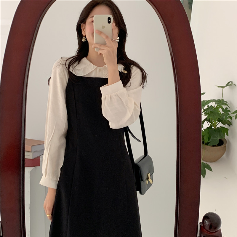 Bộ Áo Kiểu Cổ Búp Bê + Đầm Không Tay Thời Trang Cho Nữ 36919