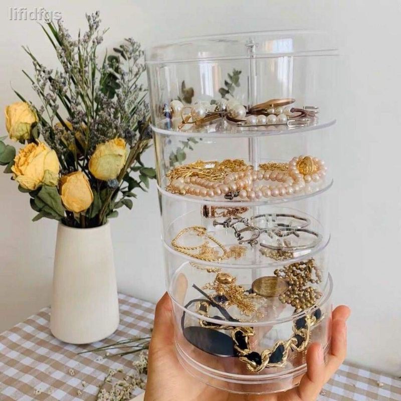 Kệ Đựng Đồ Trang Sức, Đựng Mỹ Phẩm, Đồ Dùng Cá Nhân Xoay Tròn 4 Tầng Trong Suốt ( tặng kèm 1 tấm sticker trang trí ) | BigBuy360 - bigbuy360.vn