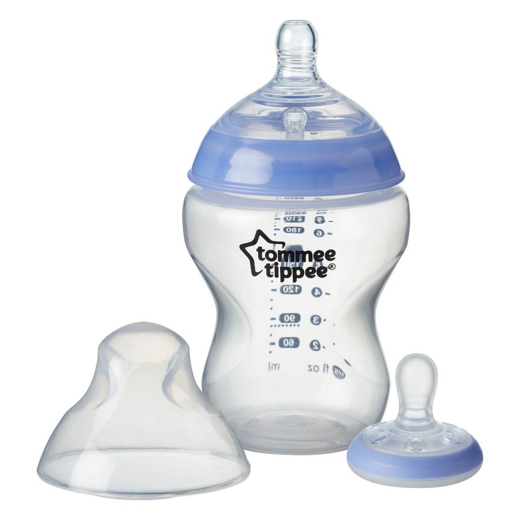 Set bình Tommee Tippee 260ml và núm ti dạ quang phát sáng