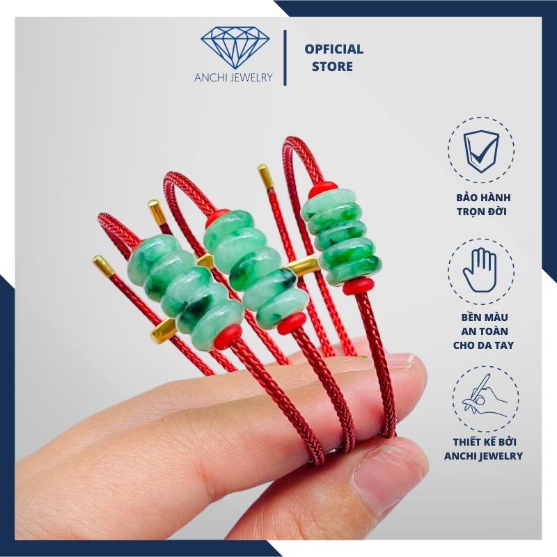 Vòng tay đồng điếu ngọc sơn thủy mệnh mộc / hỏa. Anchi jewelry