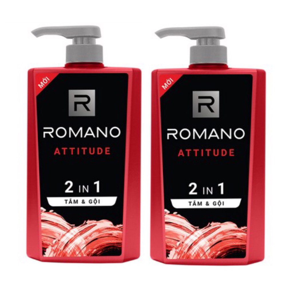 Combo 2 Chai tắm gội 2in1 Romano Atitude