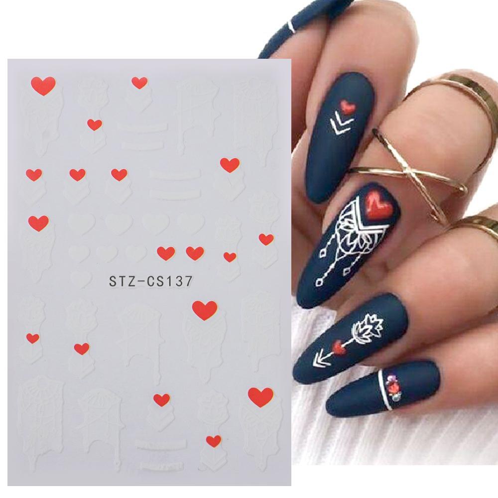 Miếng Dán Trang Trí Móng Tay Màu Trắng Xanh Lá Kiểu Pháp Dễ Thương