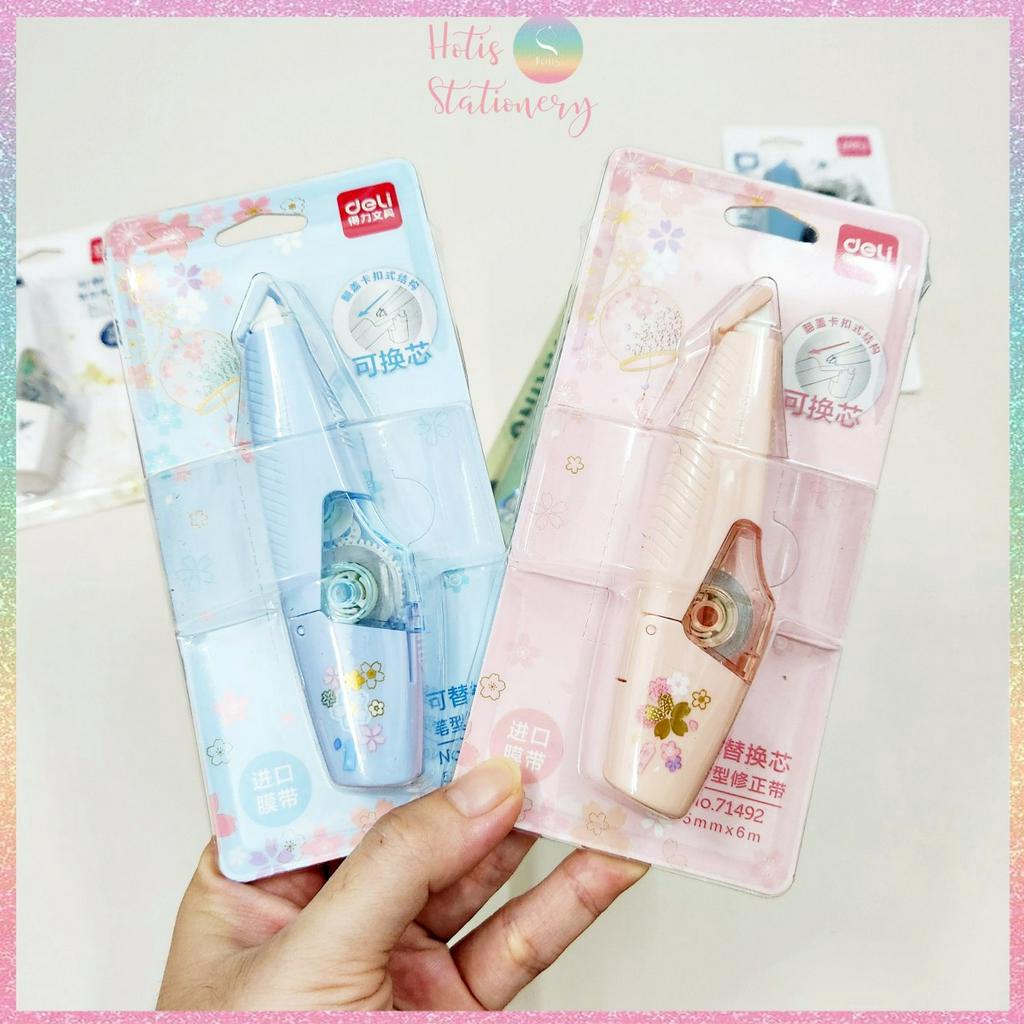 [HOTIS] Bút xóa giấy Deli thiết kế rãnh chống trượt - Băng xóa dài 6m - Nhiều mẫu
