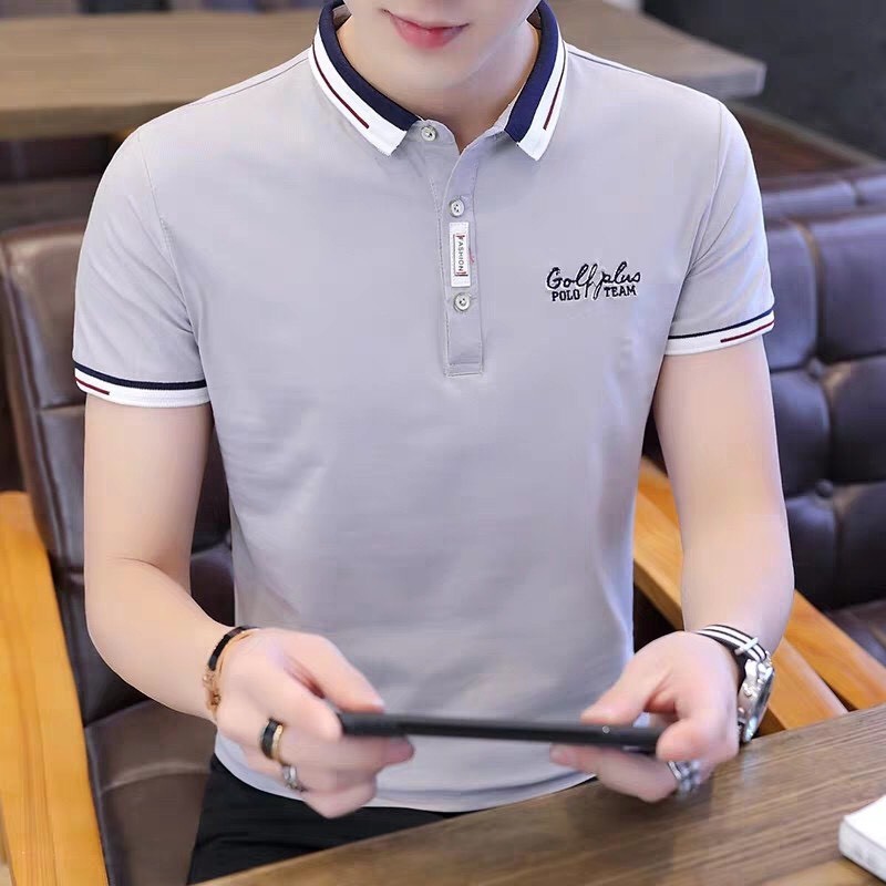 Áo phông nam có cổ tay ngắn vải thun cotton cá sấu co giãn mặc thoải mái thoáng mát - ATC40
