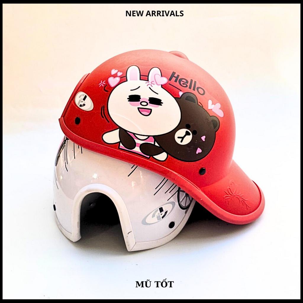 Mũ bảo hiểm thời trang hình gấu hồng dâu lotso 2 lớp cao cấp nhiều màu, hàng Trí Liễu dày dặn chắc chắn có lỗ cột tóc