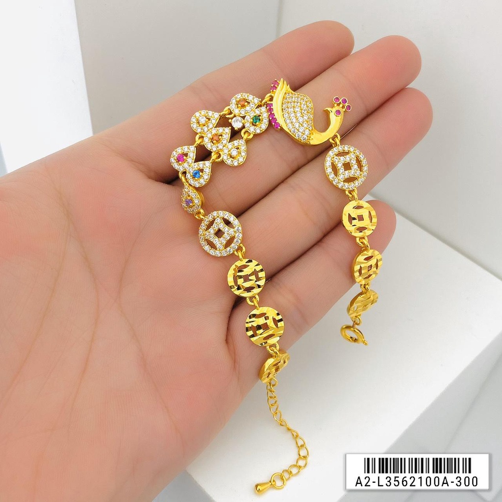 Lắc tay nữ con cong UHA, lắc tay phong thùy bền màu thiết kế cao cấp sáng lấp lánh L3562120A-370