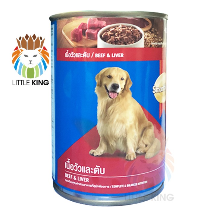 Thức ăn cho chó Pate Smartheart lon 400gr vị bò gan và gà gan, thức ăn ướt cho chó Little King pet shop