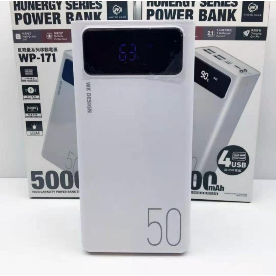 CHÍNH HÃNG Pin Sạc Dự Phòng tích điện WEKOME WP-171 50000mAh hiện thị LED có đèn tích hợp nhiều cổng sạc nhanh 4 cổng