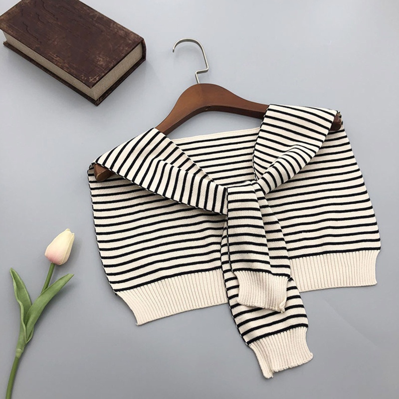 Khăn Choàng Cardigan Sợi Acrylic Dày Mềm Mại Giữ Ấm Mùa Đông In Họa Tiết Kẻ Sọc Dễ Thương Cho Nữ Fr