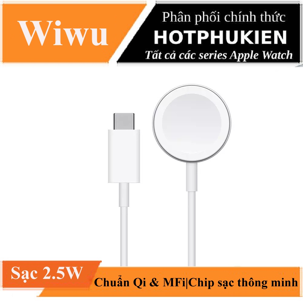 Dock sạc không dây hít nam châm sạc nhanh 3.5W dành cho tất cả Apple Watch Series chuẩn MFi hiệu Wiwu M9 (Type-C input)