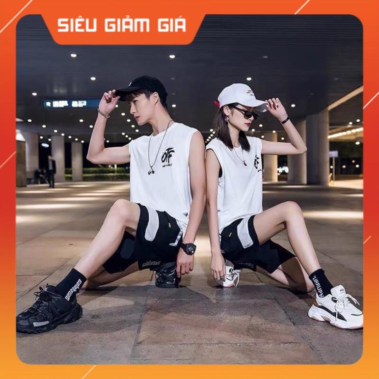 SÉT Thể Thao - Bộ Đồ 3 lỗ Unisex Nam Nữ Mặc Couple in OFF - Form rộng Full Size Chất thấm hút mồ hôi