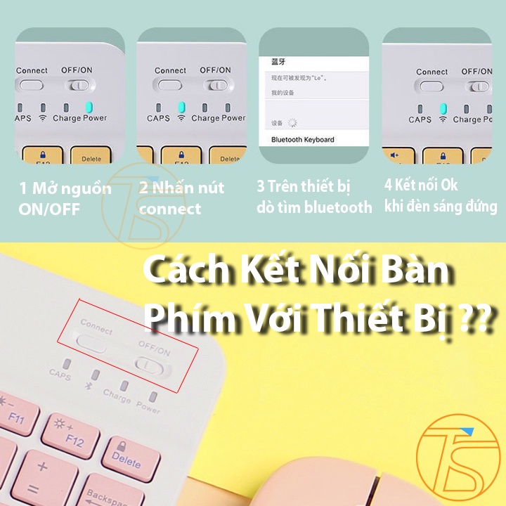 Combo Bàn Phím Và Chuột Mini Kết Nối Bluetooth Dùng Cho Ipad, Máy Tính Bảng, Điện Thoại