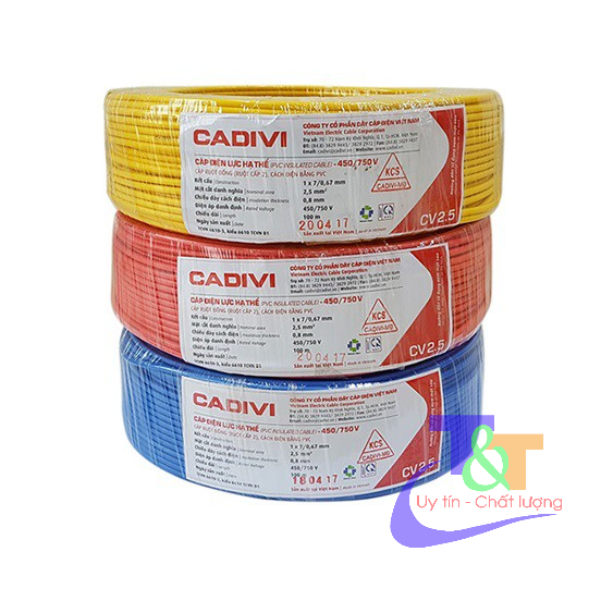 Dây Điện Đơn Cadivi Cv 1.5, 2.5, 4.0, 6.0, 8.0, 10 mm2