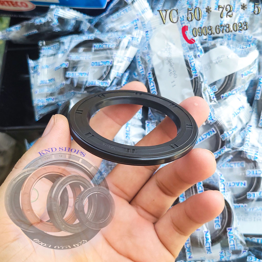 Phớt chặn bụi/mỡ Nactec VC 50*72*5 | Phốt chặn nhớt Janite TG 50*72*8 chuyên cho phụ tùng ô tô, máy nông nghiệp,...