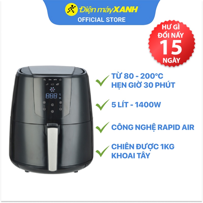 [Mã ELHADEV giảm 4% đơn 300K] Nồi chiên không dầu Perfect PF-D92 5 lít Công suất 1400W BH 12 tháng, Chính hãng