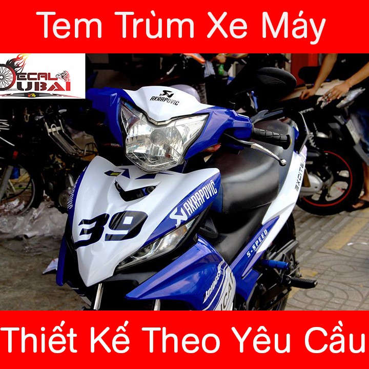 Tem Trùm xe Exciter 135 Xanh Trắng