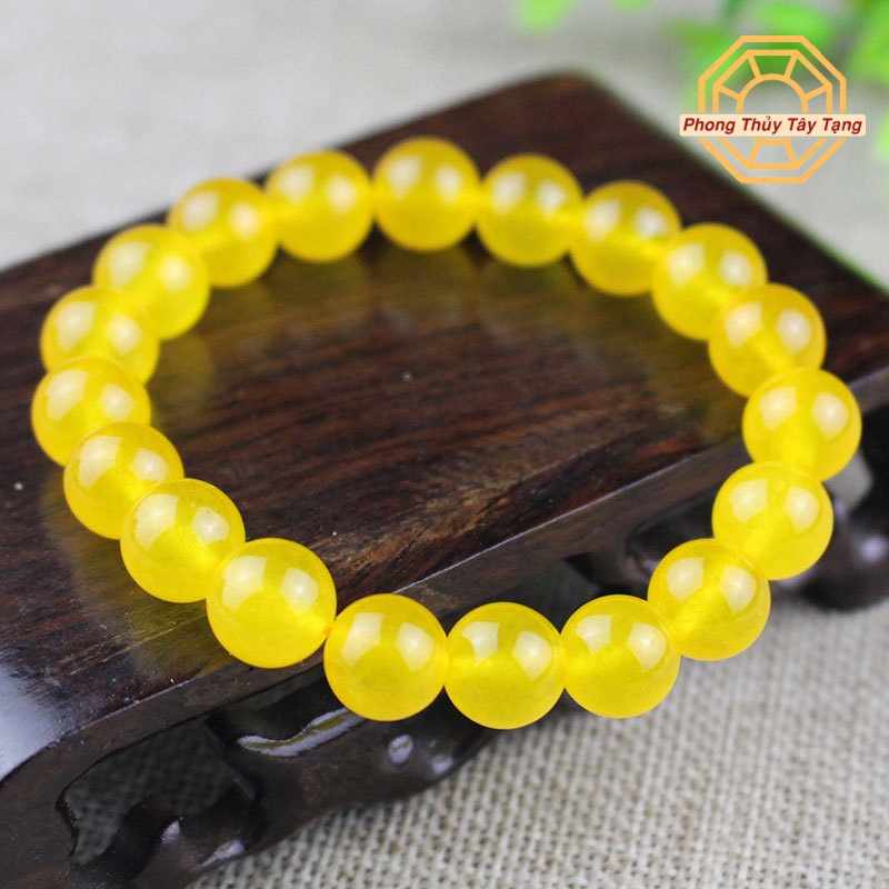 Vòng tay phong thủy đá MNao Vàng may mắn tài lộc nam nữ mệnh Thổ Kim - Tặng hộp gỗ cao cấp - Phong Thủy Tây Tạng