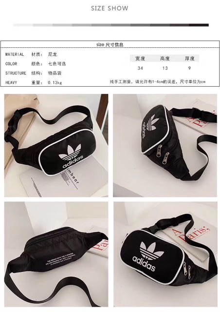 [Mã FASHIONT4WA2 giảm 10K đơn 50K] Túi bao tử Adidas Hoa