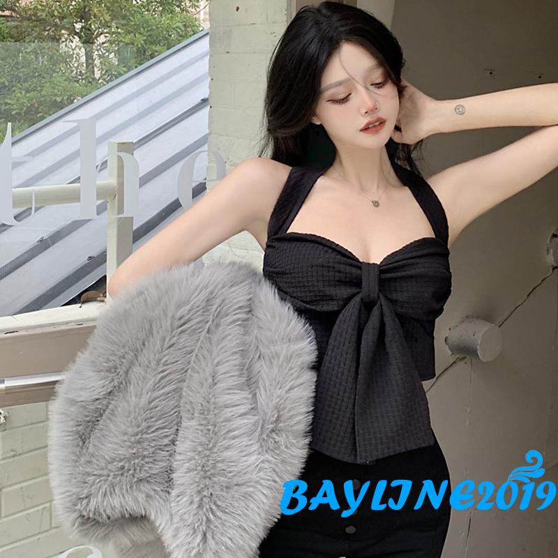 Áo Cổ Chữ V Cột Nơ Hở Lưng Màu Trơn Thời Trang Cho Nữ