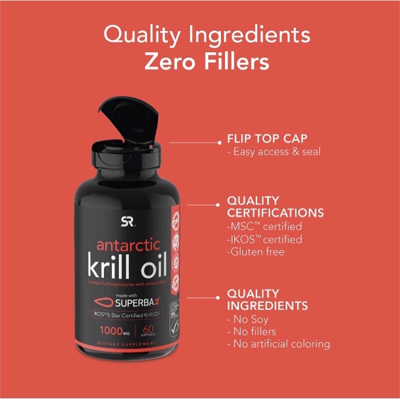 Dầu nhuyễn thể Sports Research Antarctic Krill Oil 500mg 120 viên USA