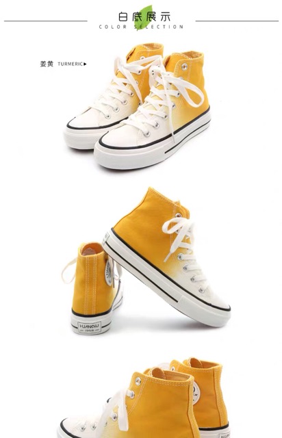 Giày thể thao, giày sneaker đế bằng cổ cao loang màu phong cách Hàn Quốc năng động