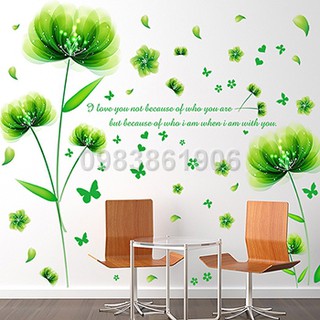 Decal hoa cánh mỏng xanh b052 b052: 177cm x 122cm