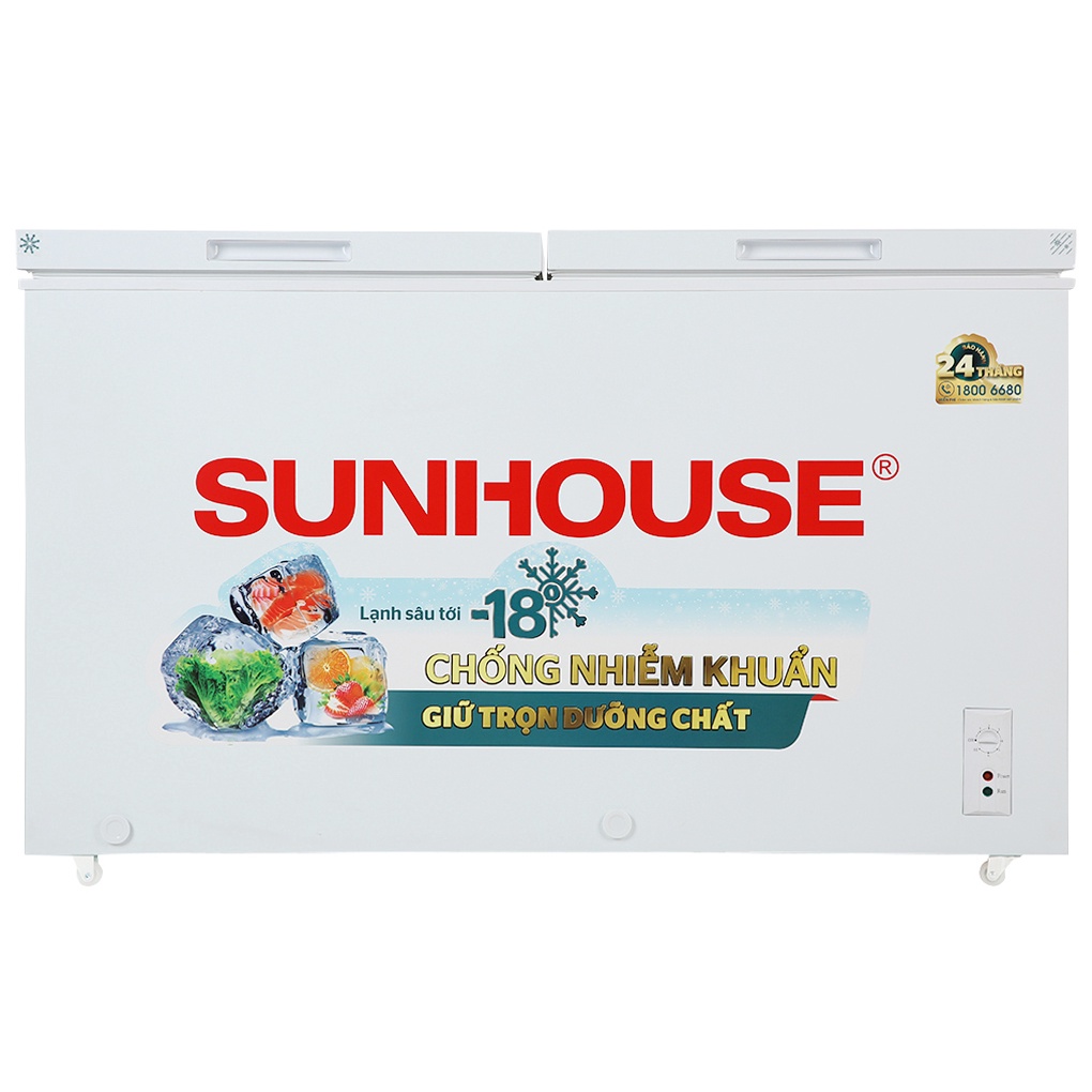 Tủ đông Sunhouse 330 lít SHR-F2472W2, 2 cửa, màu trắng, dung tích 330L
