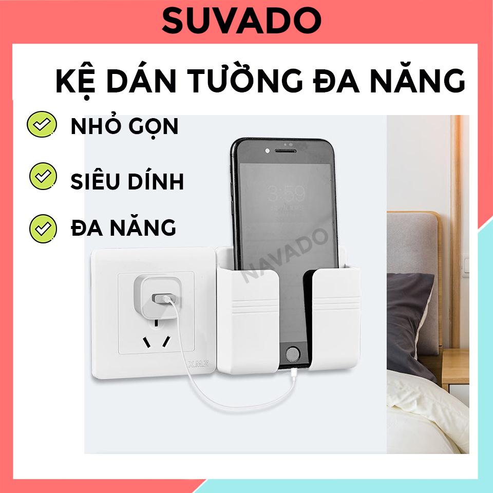 Kệ  Dán Tường để điện thoại, Remote, Đồ Dùng Giá Đỡ Sạc Điện Thoại - Có Móc Treo Giữ Dây Điện đa năng GDT01 SUVADO