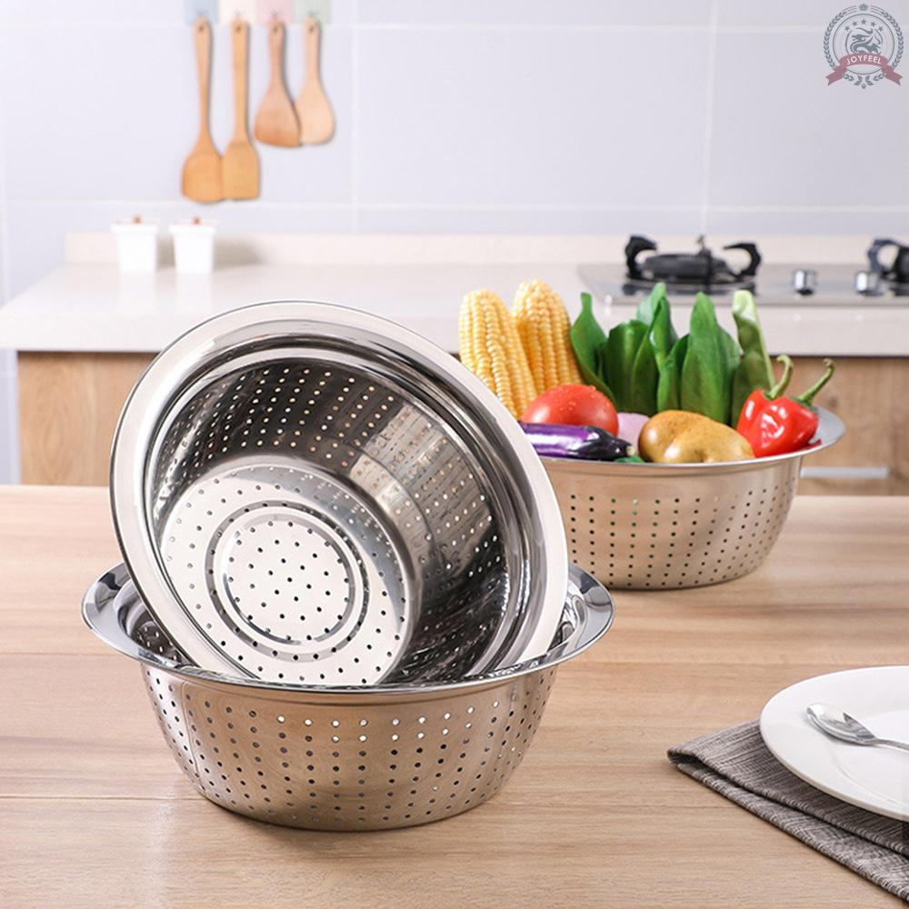 Tô Bằng Thép Không Gỉ Có Lỗ Thoát Nước Dùng Để Rửa Rau Củ Quả Tiện Dụng