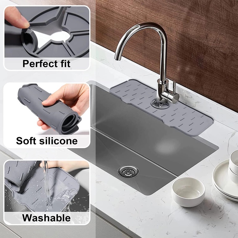 Đệm Silicone Lót Bồn Rửa Chén Thấm Hút Nước Nhanh Khô Chống Nấm Mốc