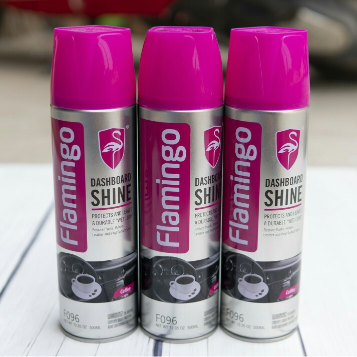 Bình Xịt Bóng Xe, Bình Xịt Dưỡng Bóng Nội Thất -Ghế Da Ô Tô Vị Cafe - Chai Xịt Bóng Xe Flamingo 500ml - CARZONE