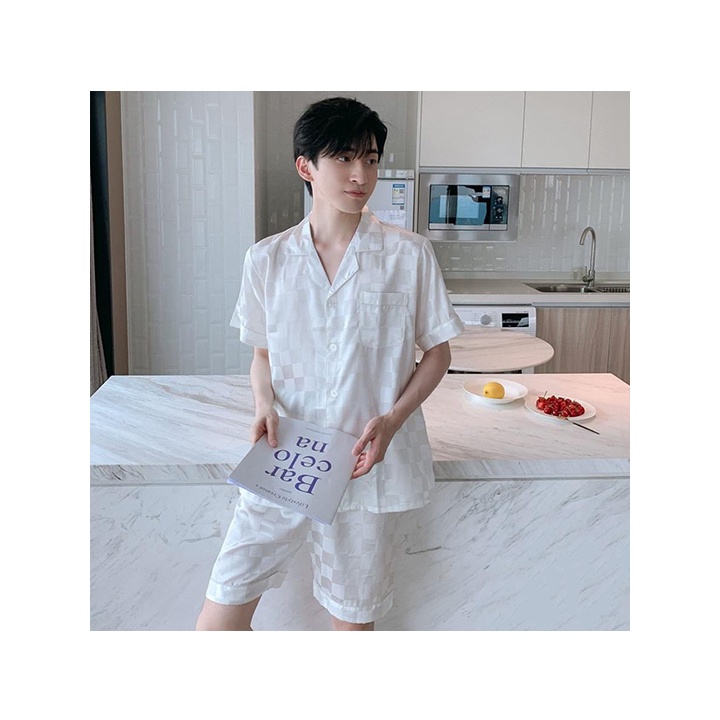 Bộ Đồ Pijama Lụa Cộc Tay Phù Hợp Cả Nam Và Nữ, Bộ Đồ Ngủ Cộc Tay Chất Lụa Gấm Cao Cấp