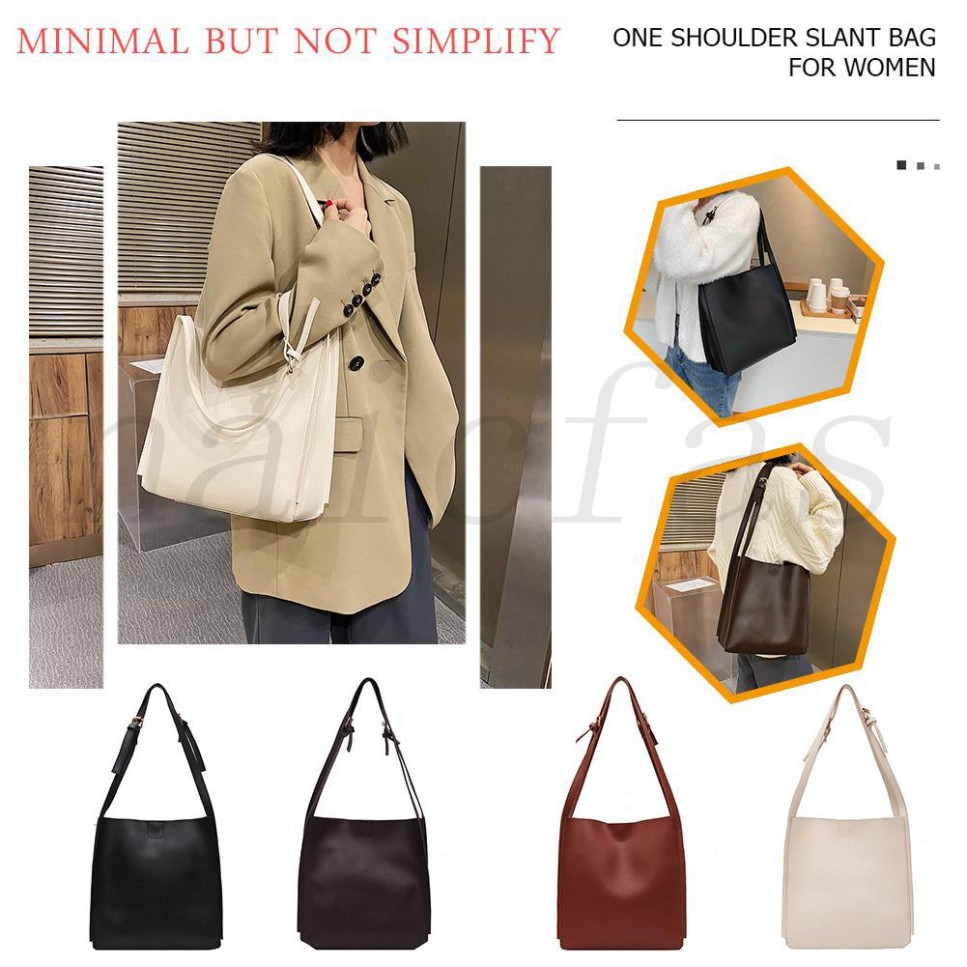 Naicfas Fashion Solid Women Handbag Female Tote Simple PU Shoulder Shopping Bags