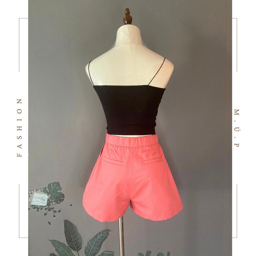 Hàng cao cấp chuyên xuất Hàn chất 100%cotton , quần đùi cạp cao phối chun cạp sau phong cách Hàn Quốc